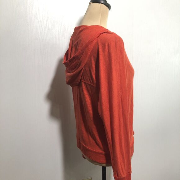 EILEEN FISHER Linen Cardigan Womens XS Orange Dolman Sleeves Hoodie Sweater - Picture 6 of 14